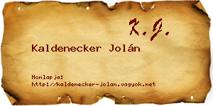 Kaldenecker Jolán névjegykártya