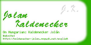jolan kaldenecker business card